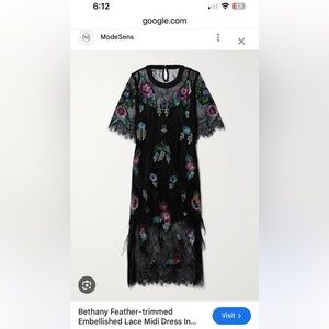 sea bethany feather trimmed embellished lace midi dress